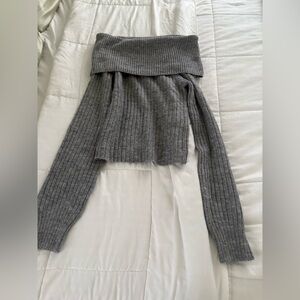 LOFT Off-the-Shoulder Gray Sweater